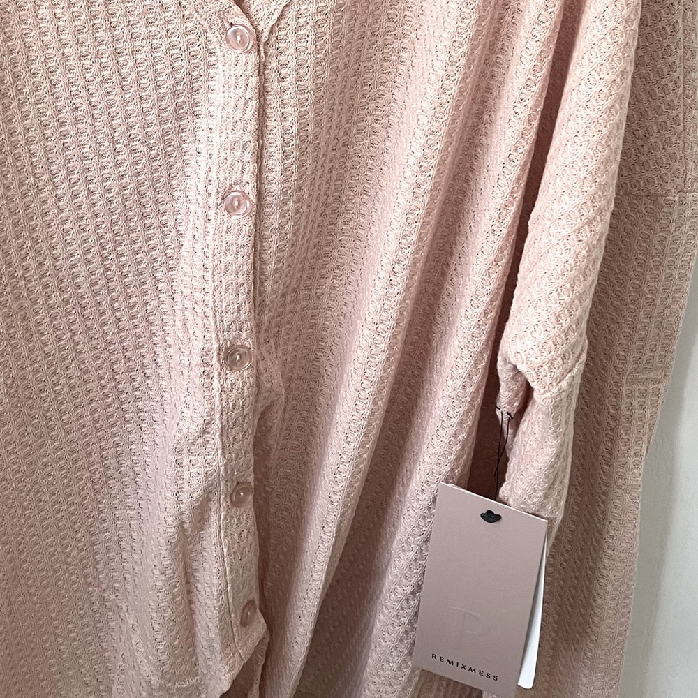 NWT Peachy Pink Waffle Knit Top - Picture 7 of 7